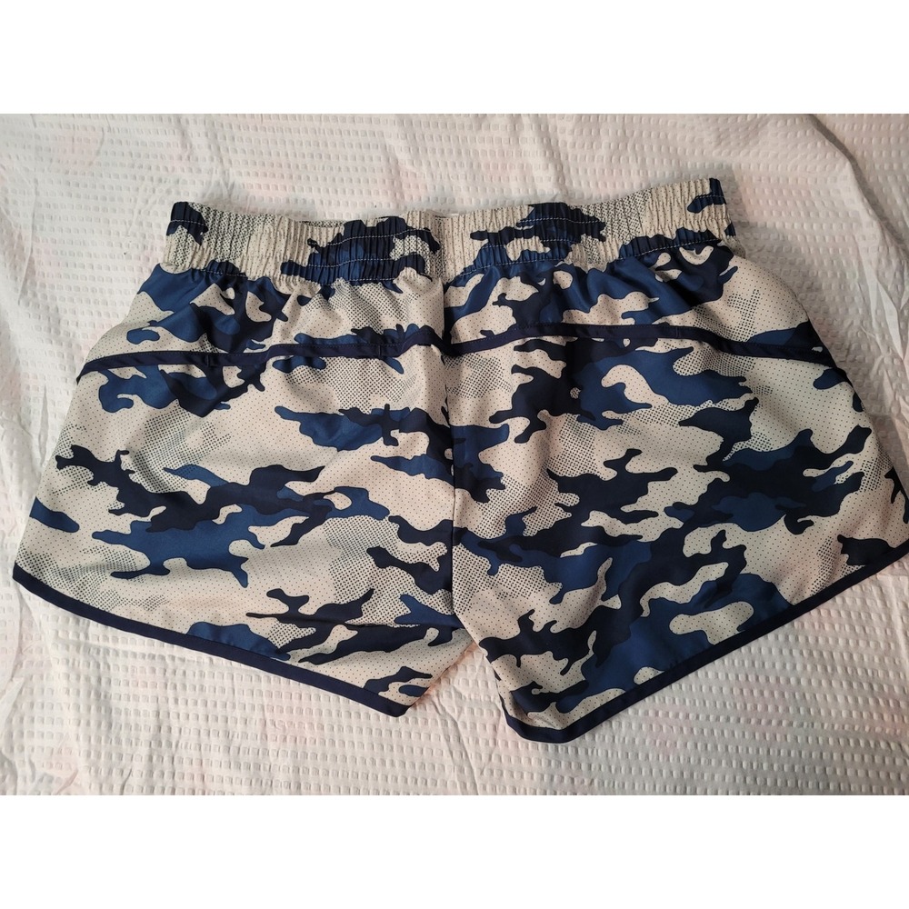 Athletic Works Womens XL Blue Camo Running Shorts Built-in Liner Dolphin Hem